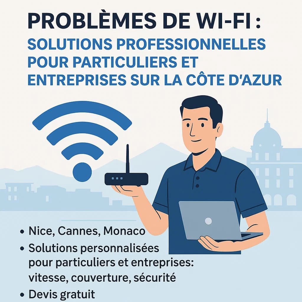 Problèmes de Wi-Fi : Solutions professionnelles pour particuliers et entreprises sur la Côte d'Azur